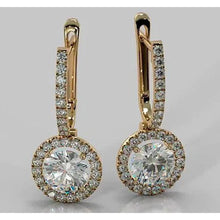 Drop Earrings Round Natural Diamond 4.50 Carats