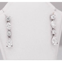 Drop Real Diamond Earring Pear Round Marquise 4.50 Carats White Gold 14K