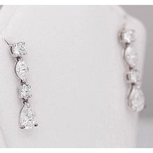 Drop Real Diamond Earring Pear Round Marquise 4.50 Carats White Gold 14K