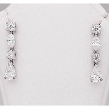 Drop Real Diamond Earring Pear Round Marquise 4.50 Carats White Gold 14K