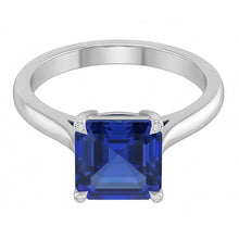 Eagle Claw Prongs Asscher Solitaire Natural Blue Sapphire Ring Jewellery