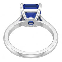 Eagle Claw Prongs Asscher Solitaire Natural Blue Sapphire Ring Jewellery