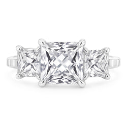 Eagle Claw Prongs French Cut Natural Earth Mined Diamond Three Stone Ring 4 Carats