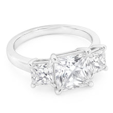 Eagle Claw Prongs French Cut Natural Earth Mined Diamond Three Stone Ring 4 Carats