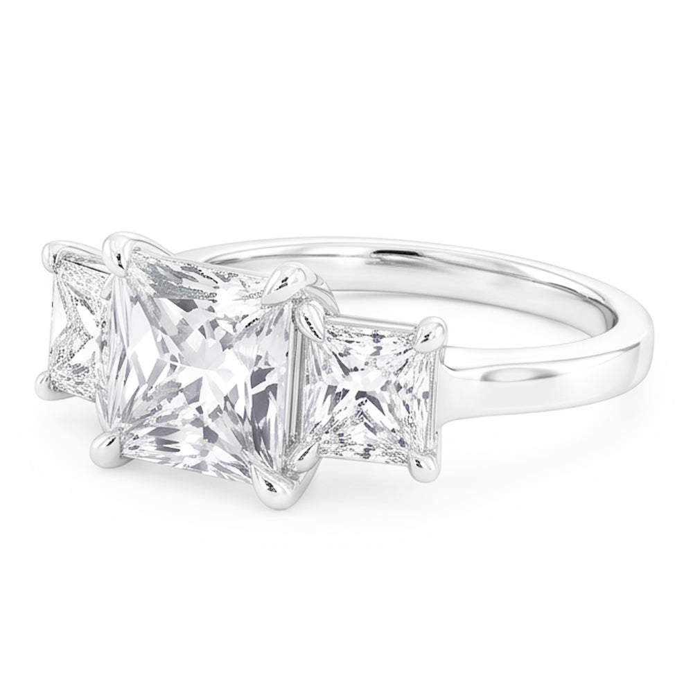 Eagle Claw Prongs French Cut Natural Earth Mined Diamond Three Stone Ring 4 Carats