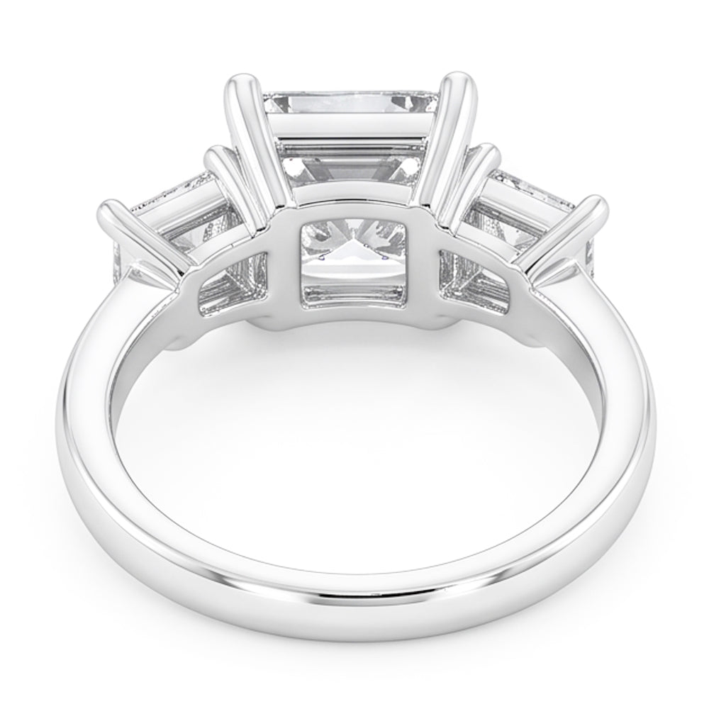 Eagle Claw Prongs French Cut Natural Earth Mined Diamond Three Stone Ring 4 Carats