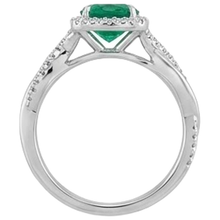 Eagle Claw Prongs Green Emerald Solitaire With Accents Natural Earth Mined Diamond Ring