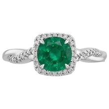 Eagle Claw Prongs Green Emerald Solitaire With Accents Natural Earth Mined Diamond Ring