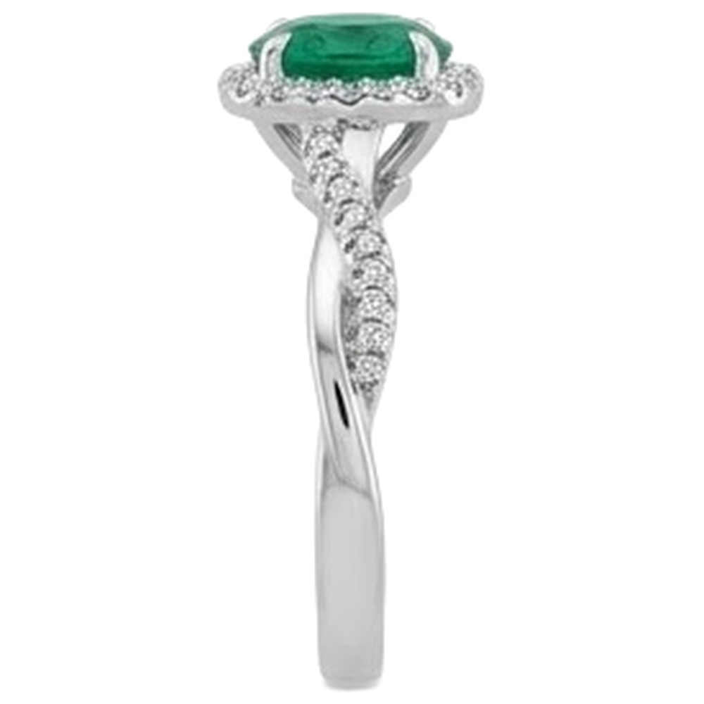 Eagle Claw Prongs Green Emerald Solitaire With Accents Natural Earth Mined Diamond Ring