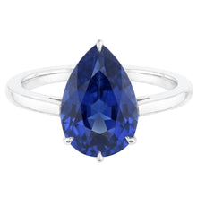 Eagle Claw Prongs Ladies Solitaire Ring Pear Cut Blue Sapphire Jewellery