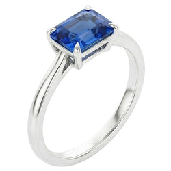 Eagle Claw Prongs Radiant Solitaire Ring Light Blue Sapphire Gold 14K