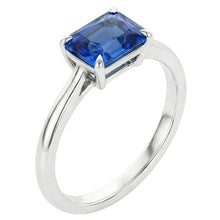 Eagle Claw Prongs Radiant Solitaire Ring Light Blue Sapphire Gold 14K