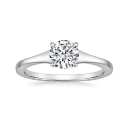Eagle Claw Prongs Solitaire Natural Round Diamond Engagement Ring White Gold