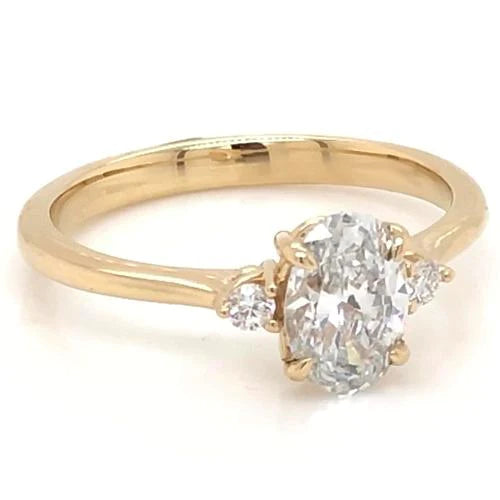 Eagle Claws 3 Stone Engagement Ring Oval Cut Women Natural Yellow 