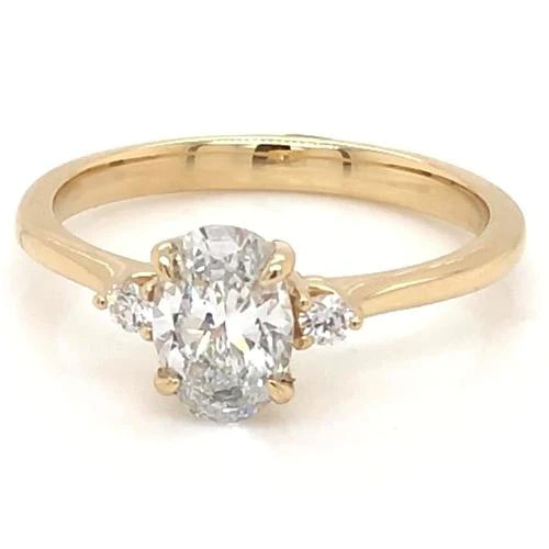  Engagement Ring Oval Cut Women Natural Yellow Gold 14K