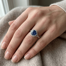 Eagle Claws Blue Sapphire And Natural Earth Mined Diamond Ring 2.40 Carats White Gold 14K