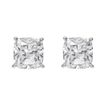 Eagle Claws Cushion Cut Real Natural Earth Mined Diamond Stud Earring Gold Jewellery Prong Set