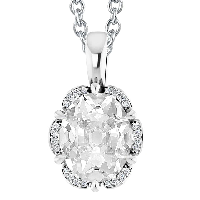 Eagle Claws Halo Genuine Diamond Pendant Oval Old Mine Cut 6.50 Carats