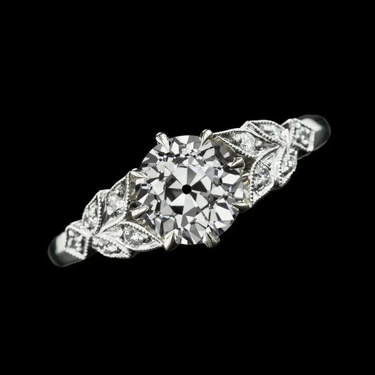 Eagle Claws Round Old Miner Real Diamond Ring Leaf Style Prong Set 3 Carats