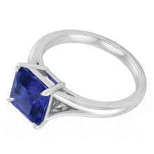 Eagle Claws Solitaire Asscher Cut Ring Split Shank Blue Sapphire 1.50 Carats