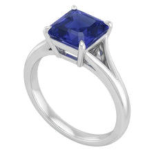 Eagle Claws Solitaire Asscher Cut Ring Split Shank Blue Sapphire 1.50 Carats