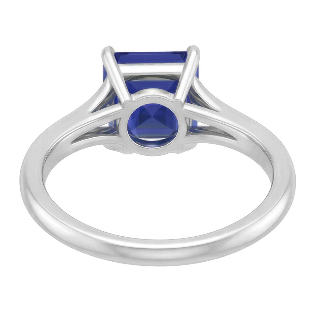 Eagle Claws Solitaire Asscher Cut Ring Split Shank Blue Sapphire 1.50 Carats