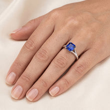 Eagle Claws Solitaire Asscher Cut Ring Split Shank Blue Sapphire 1.50 Carats