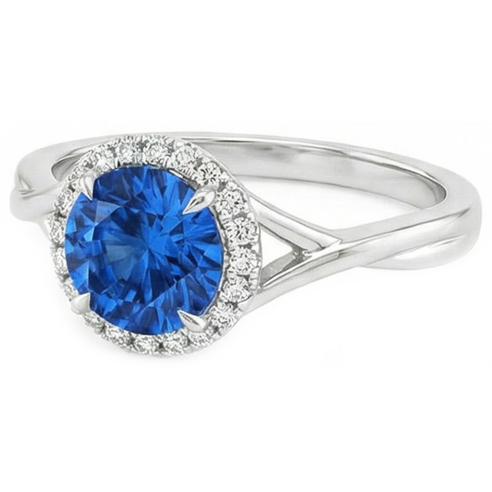 Eagle Claws Blue Sapphire And Natural Earth Mined Diamond Ring 2.40 Carats White Gold 14K