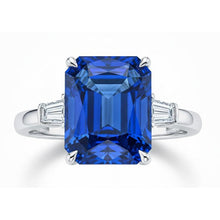 Eagle Claws Natural Earth Mined Diamond Ring Prong Set Radiant Blue Sapphire 7 Ct Gold 14K