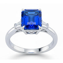Eagle Claws Natural Earth Mined Diamond Ring Prong Set Radiant Blue Sapphire 7 Ct Gold 14K