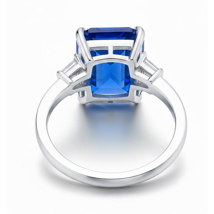 Eagle Claws Natural Earth Mined Diamond Ring Prong Set Radiant Blue Sapphire 7 Ct Gold 14K