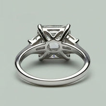Eagle Claw Prongs Asscher & Trapezoid Real Natural Earth Mined Diamond 3 Stone Ring New