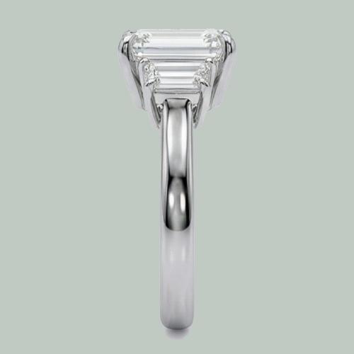 Eagle Claw Prongs Asscher & Trapezoid Real Natural Earth Mined Diamond 3 Stone Ring New