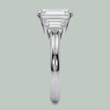 Eagle Claw Prongs Asscher & Trapezoid Real Natural Earth Mined Diamond 3 Stone Ring New