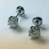 Earrings 1.80 Carats Genuine Round Diamond Studs