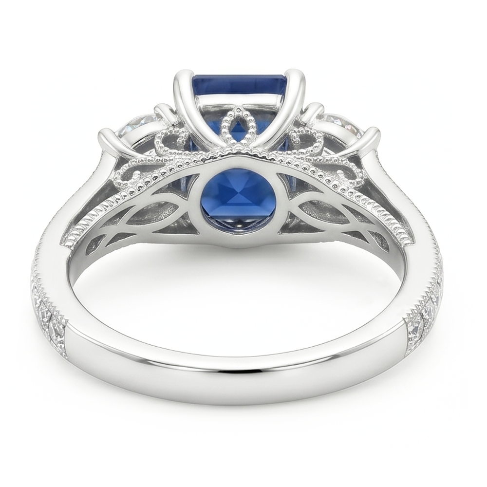 Earth-Mined Cornflower Blue Sapphire Gemstone Ring – 14K White