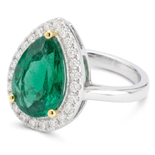 Earth-Mined Emerald Colored Stone Ring – 14K Two Tone Gold 2 ct
