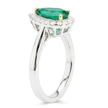 Earth-Mined Emerald Colored Stone Ring – 14K Two Tone Gold 2 ct
