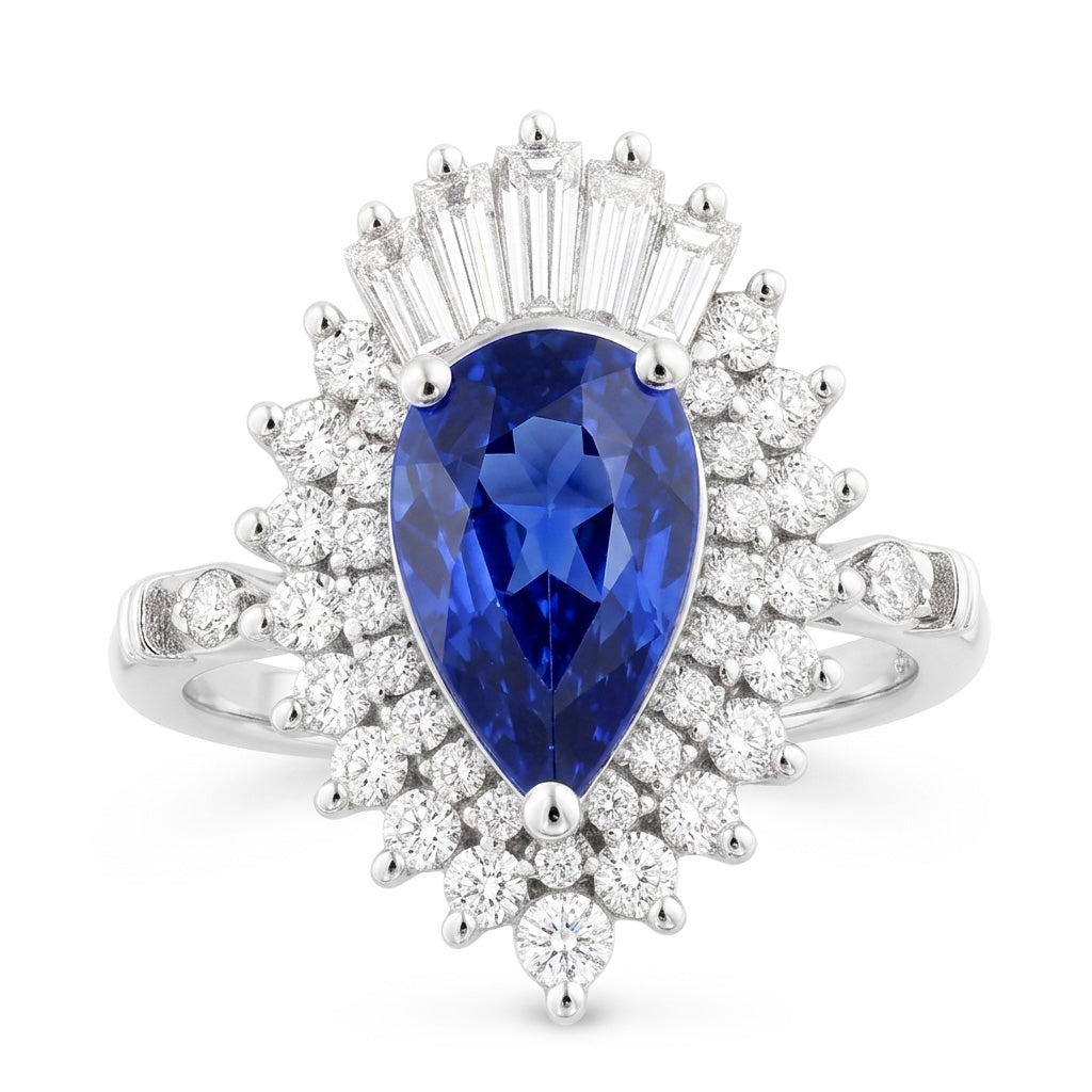 Earth-Mined Pear Shape Cornflower Blue Sapphire Precious Stone
