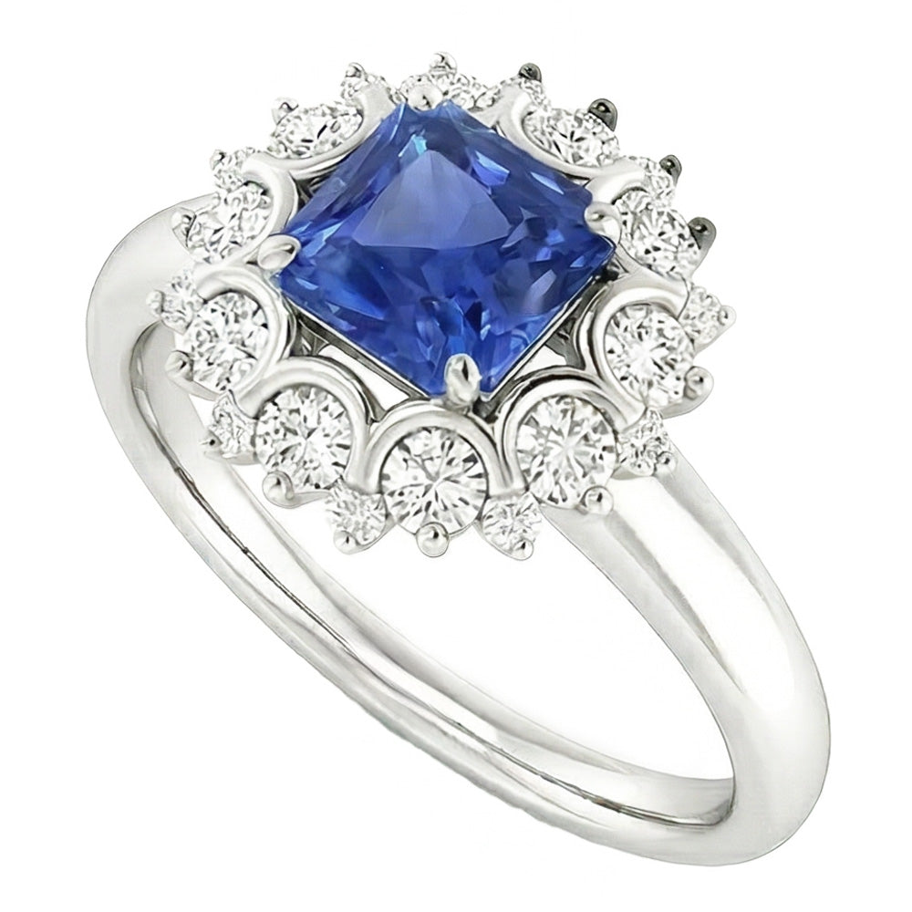 Edwardian Sapphire And Natural Earth Mined Diamond Ring For Women