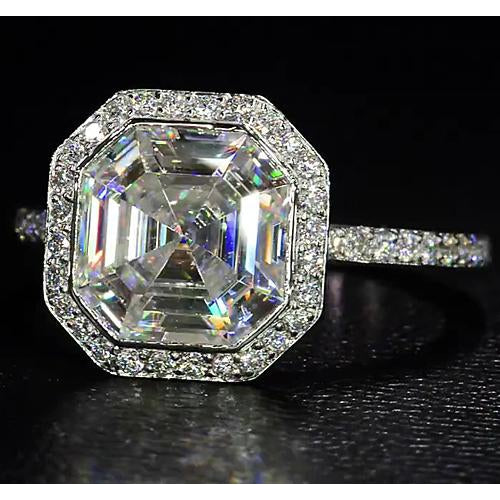 Elegant 5 Carat Halo Asscher Natural Diamond Ring