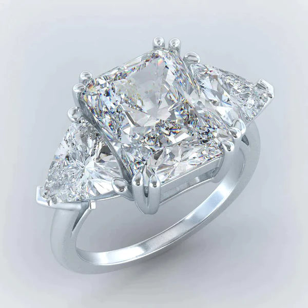 Elegant 9 Carat Natural Radiant Trilliant Diamond Ring5