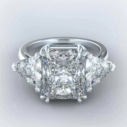 Elegant 9 Carat Natural Radiant Trilliant Diamond Ring
