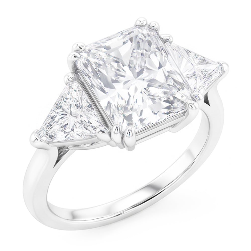 Elegant 9 Carat Radiant Trilliant Natural Earth Mined Diamond Ring
