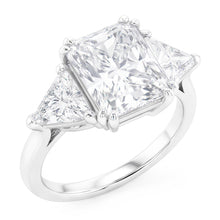 Elegant 9 Carat Radiant Trilliant Natural Earth Mined Diamond Ring