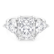 Elegant 9 Carat Radiant Trilliant Natural Earth Mined Diamond Ring