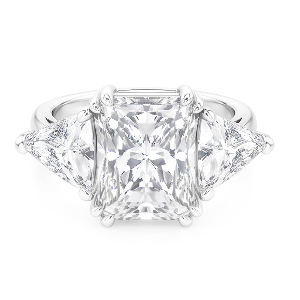 Elegant 9 Carat Radiant Trilliant Natural Earth Mined Diamond Ring