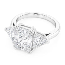 Elegant 9 Carat Radiant Trilliant Natural Earth Mined Diamond Ring