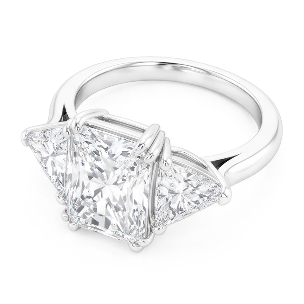 Elegant 9 Carat Radiant Trilliant Natural Earth Mined Diamond Ring