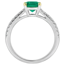 Genuine Emerald Precious Stone Ring 2 ct 14 Karat Two Tone Gold – top view